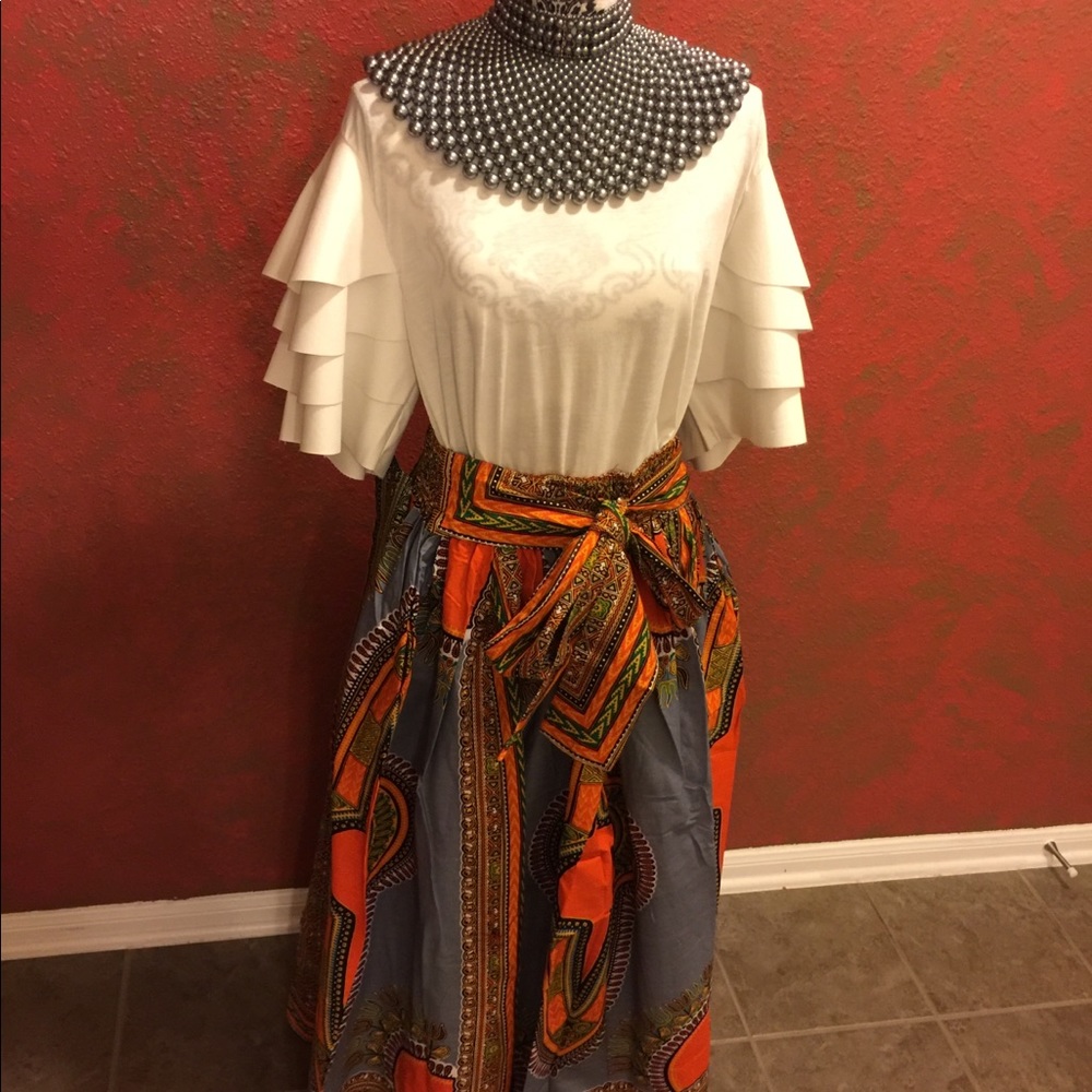Women's African  Long Skirt Pockets